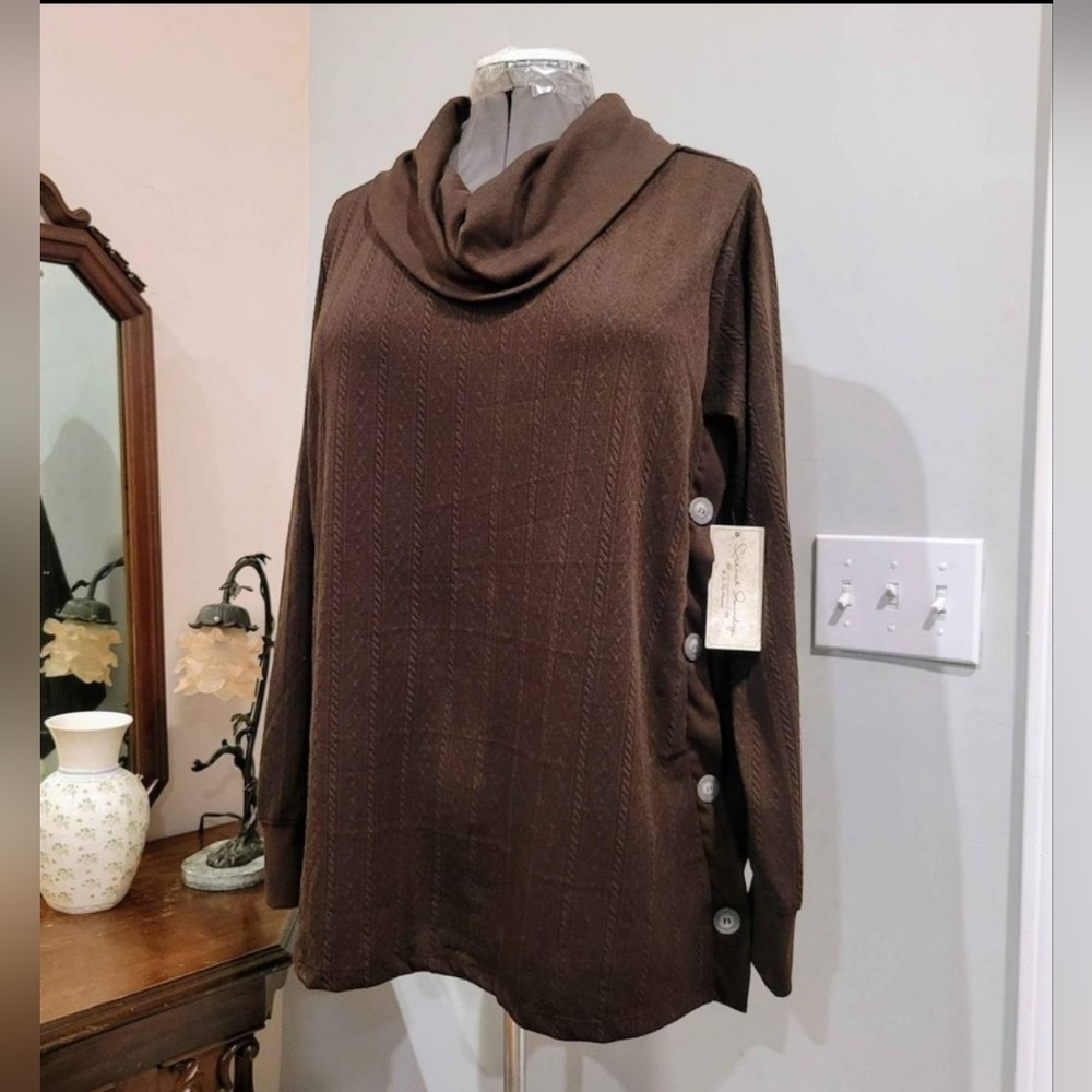 NEW 2X Cowl Neck Textured Sweater